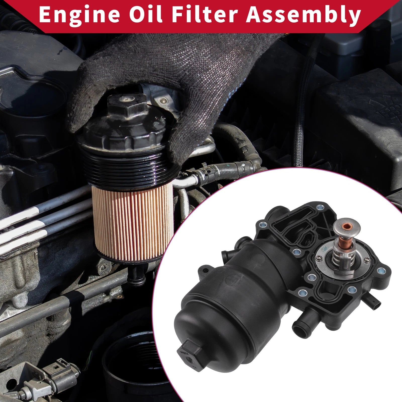 Engine Oil Filter Base Housing Assembly with Seals for Audi A6 A7 (2011–2018)