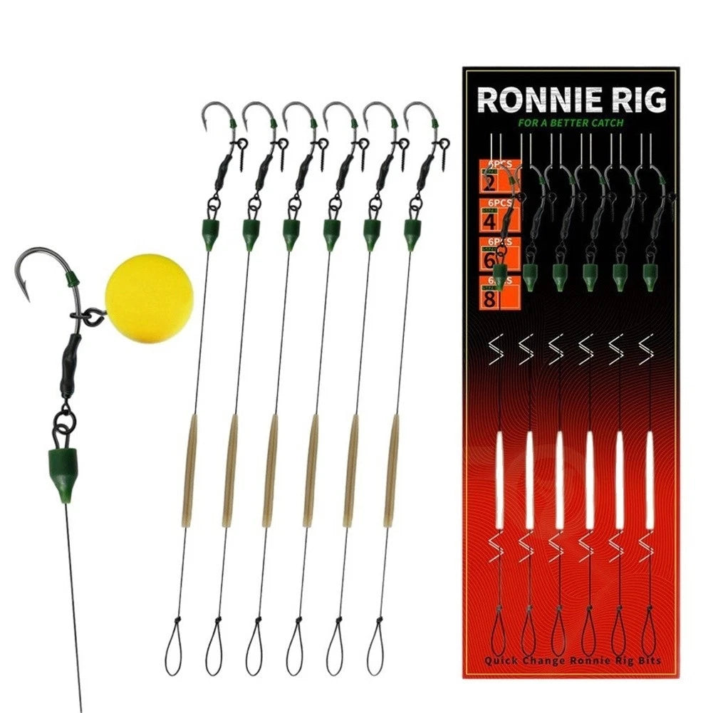 6X Carp Ronnie Rig Hooks for Quick Change (High Carbon Steel)