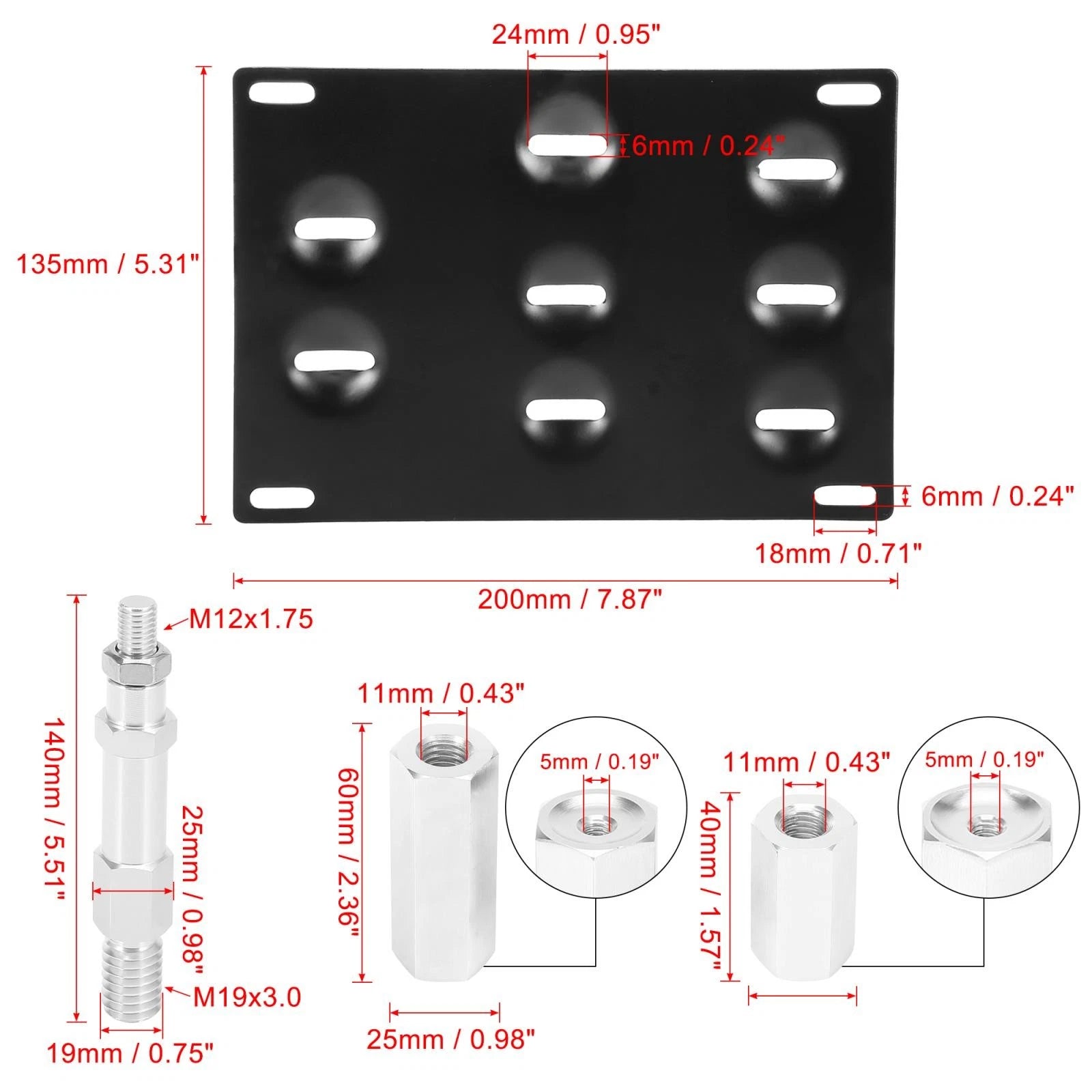 Front License Plate Bracket Tow Hook Mount Set for Audi A4 (2005–2022)