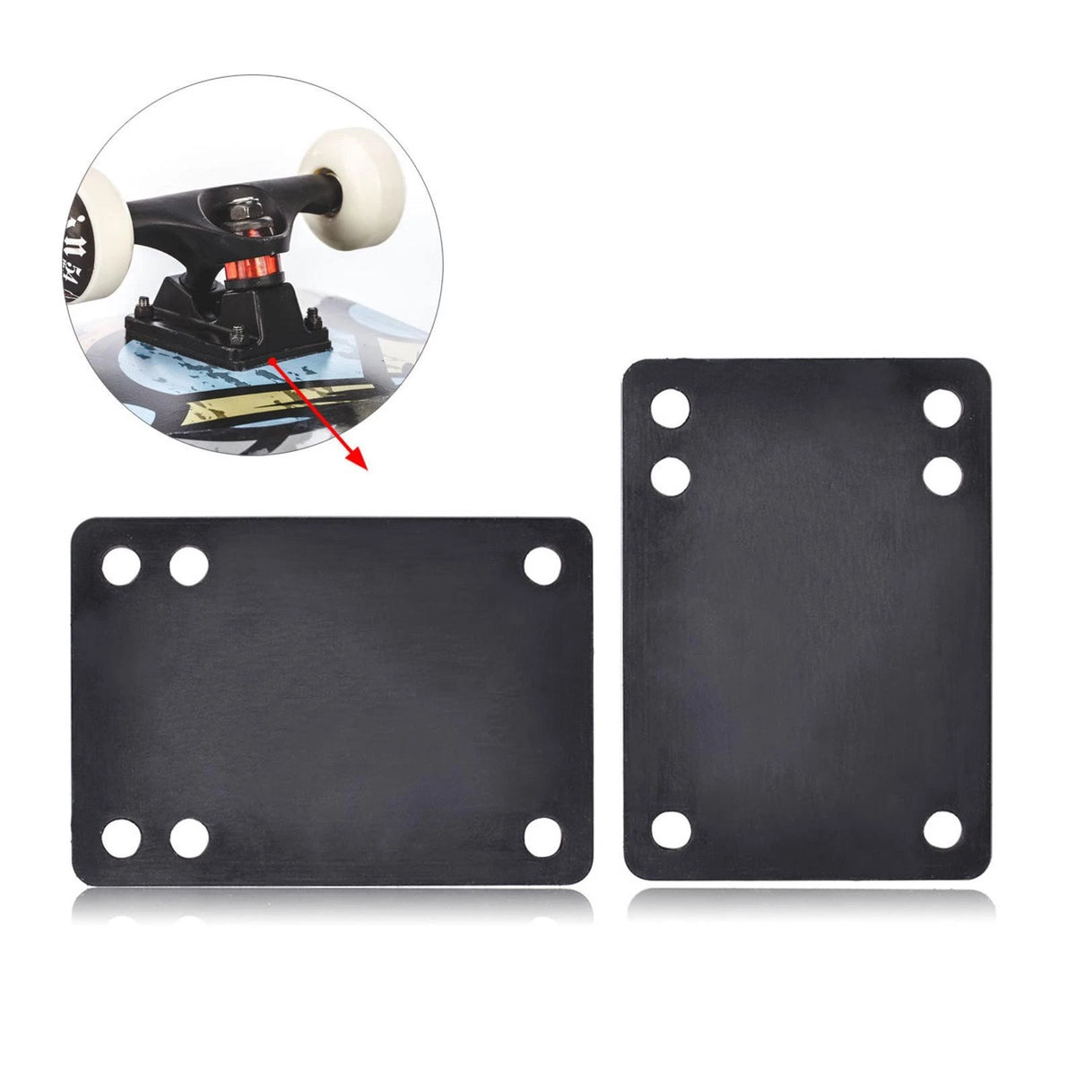 Set of 2 Black 3mm Soft Skateboard Riser Shock Pads for Longboard