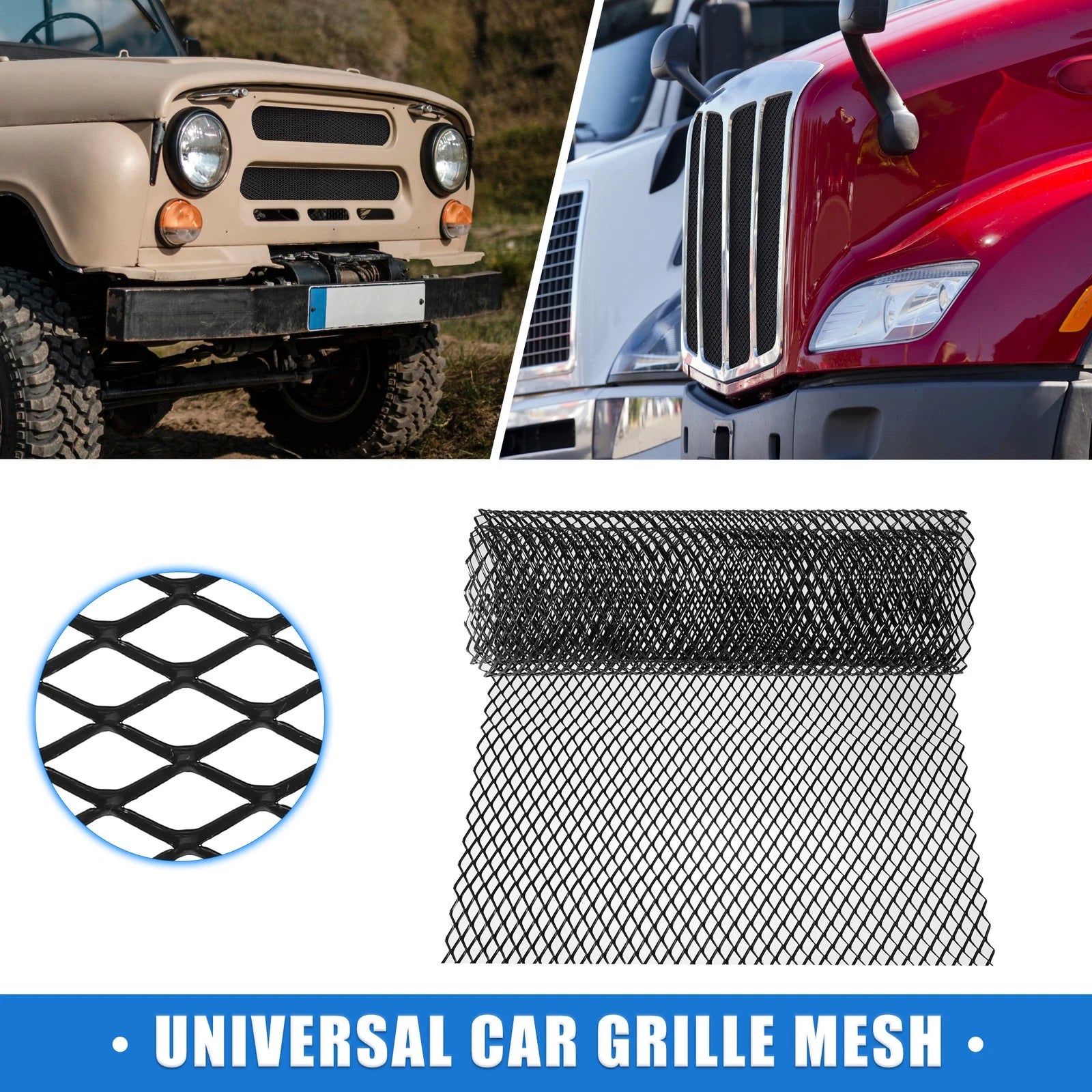 Grill Mesh Sheet 100x33cm for SUV (Black)