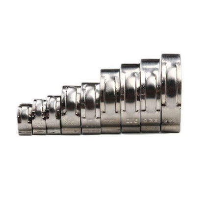 25Pcs Stepless Single Ear Hose Clamps 5.3-16.6mm Stainless Steel