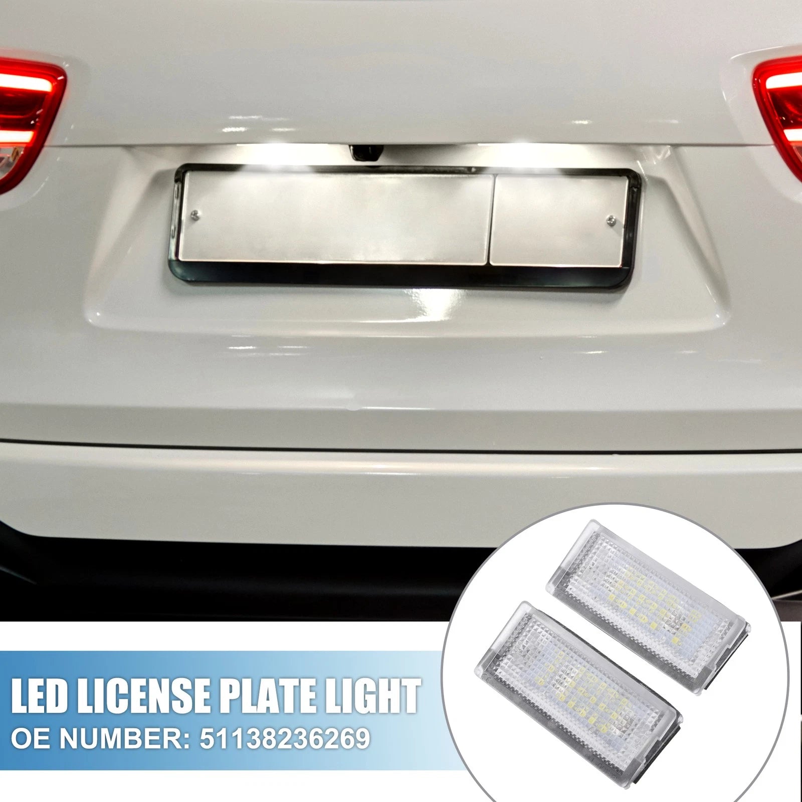 White LED License Plate Light 2PC for BMW 323i 328i E46 (1999–2000)