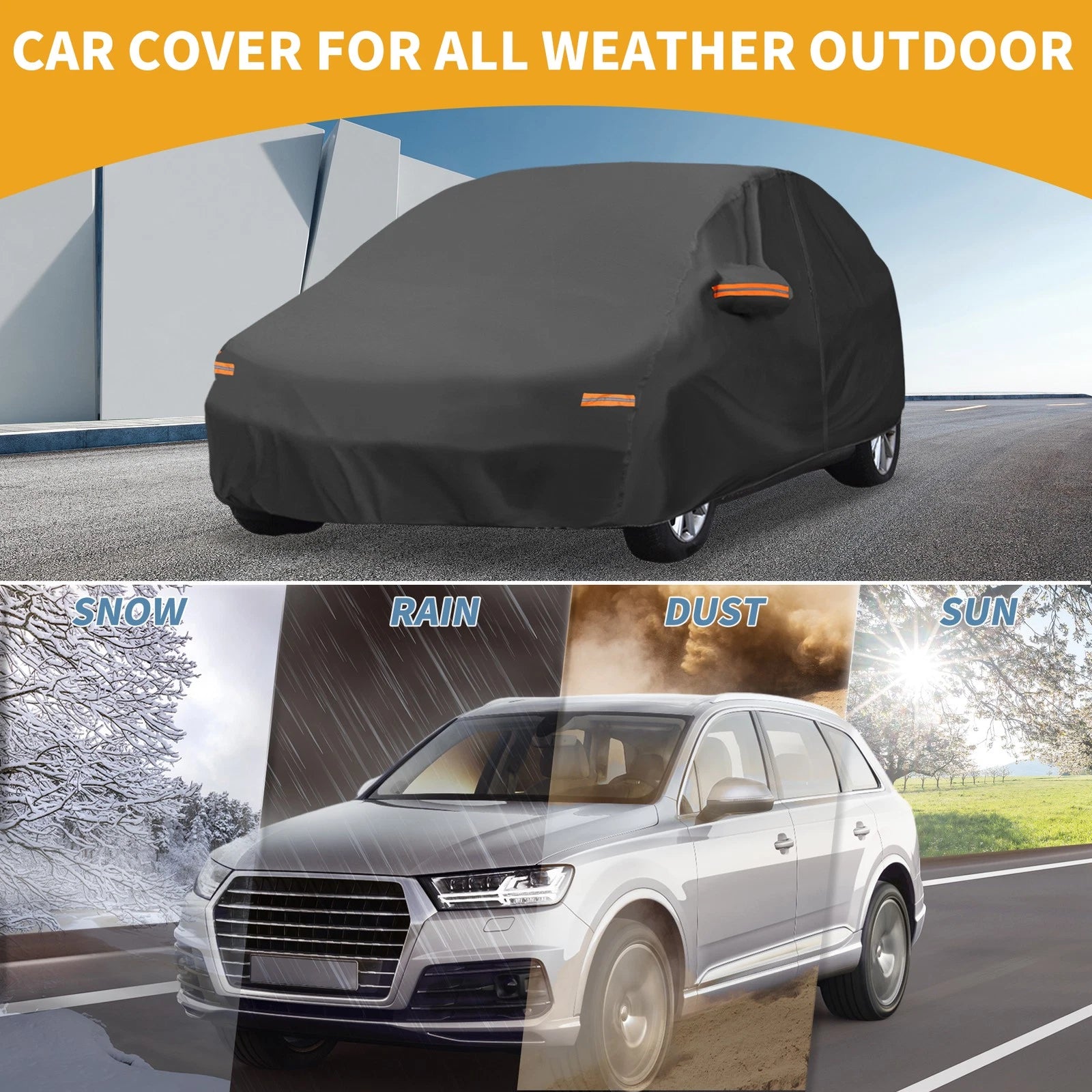 Waterproof Car Cover with Zipper for Mazda 3 Hatchback (2015–2018) Black