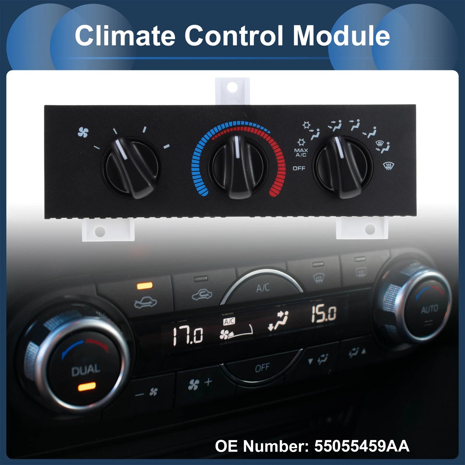 Climate Control Module Replacement for Dodge Ram 1500 (1998–2003) Black