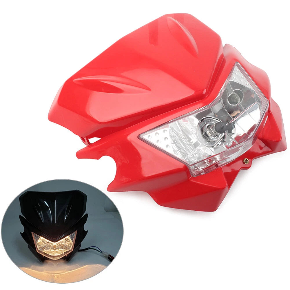 Universal Red Fairing Headlight Lamp Hi/Lo for Street Fighter Dirt Bike