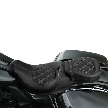 2X Driver & Passenger Seats for Harley Touring Street Glide (2009–2023) Black