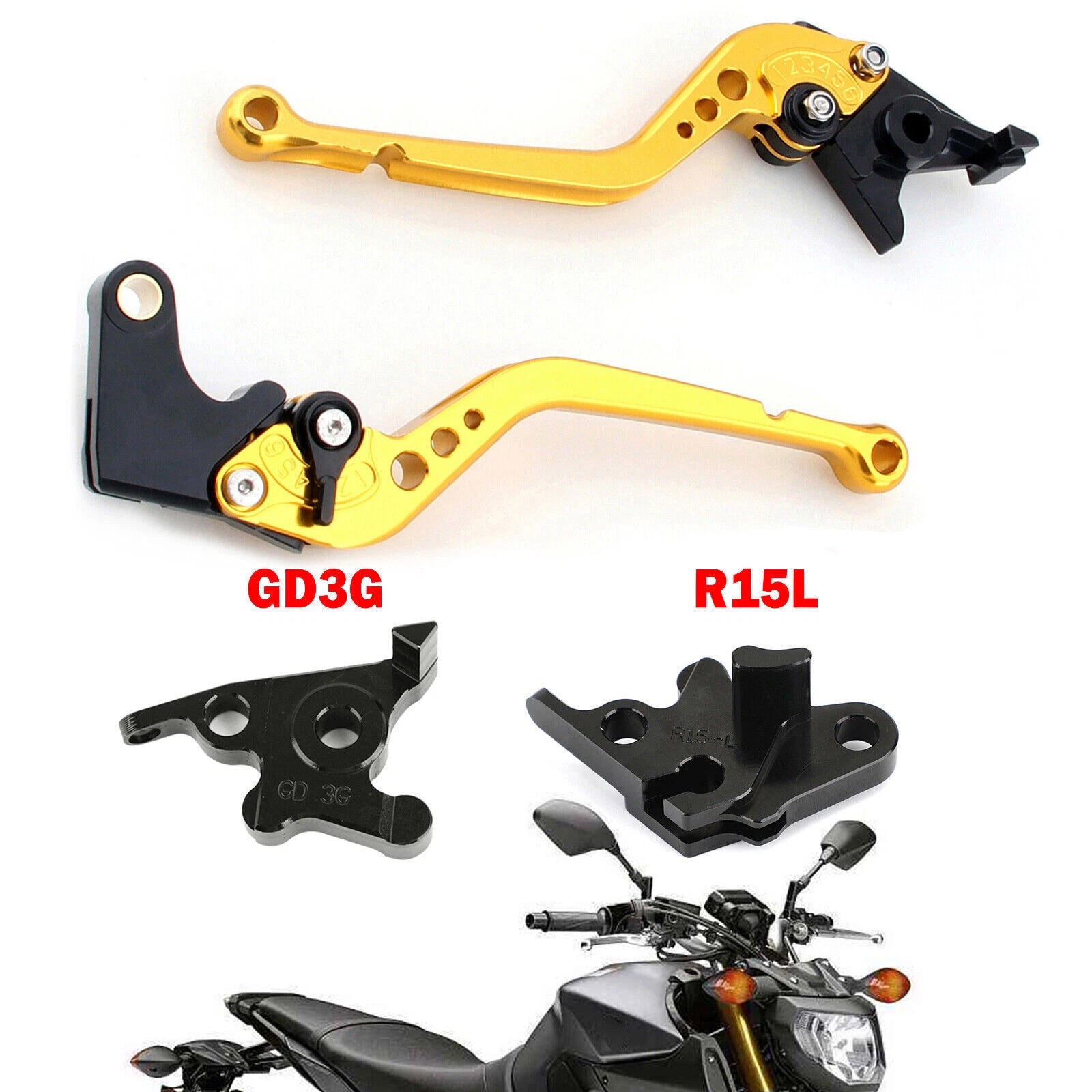 Long Clutch Brake Lever for Yamaha MT125 (2014–2019) Gold T9