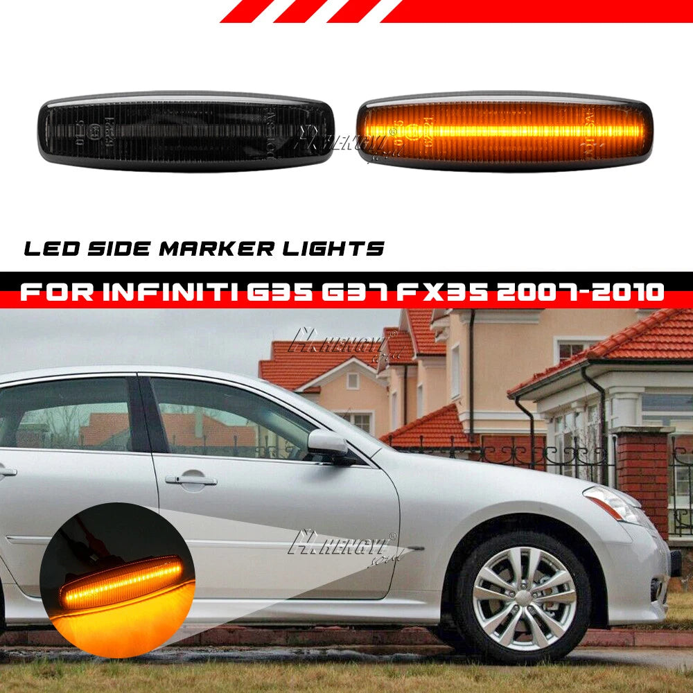 Smoked Full LED Side Marker Light for Infiniti M35 M45 Q40 Q60 Q70 QX50 QX70 (2006–2020)