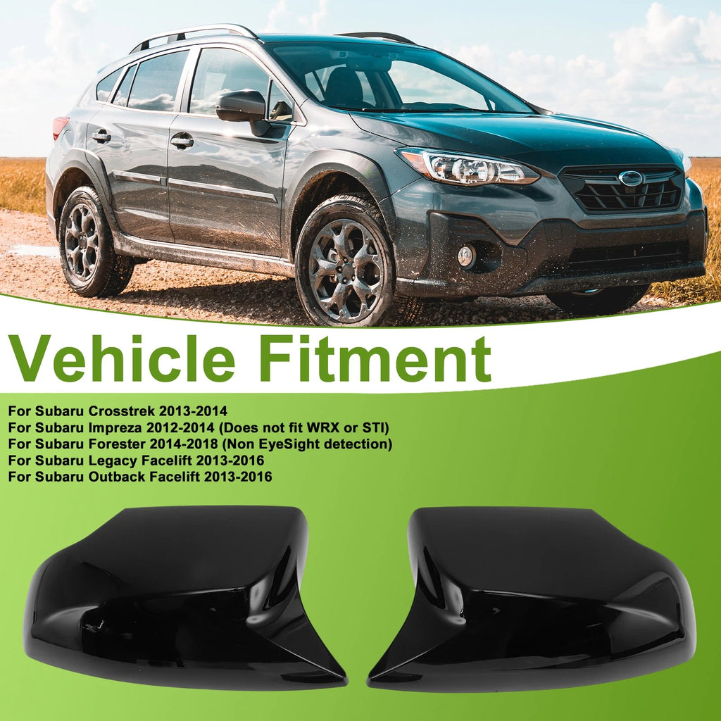 ABS Mirror Cover Cap Pair Glossy Black for Subaru Crosstrek (2013–2014)