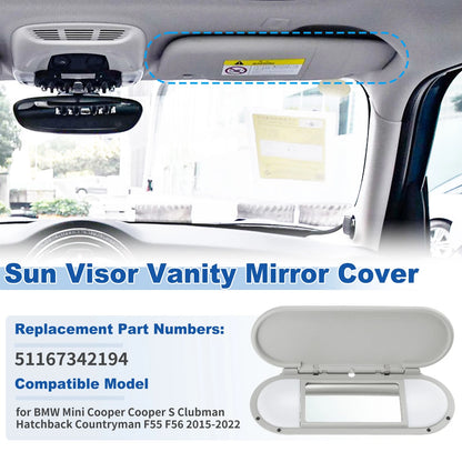Sun Visor Vanity Mirror Cover Replacement for BMW Mini Cooper F55 F56 (2015–2022)