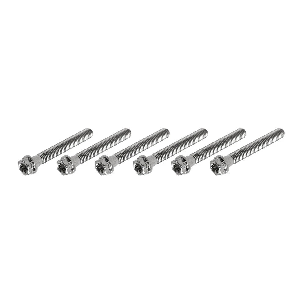 Set of 6 Titanium M8x50mm Torx Head Flange Screws for Motorcycle