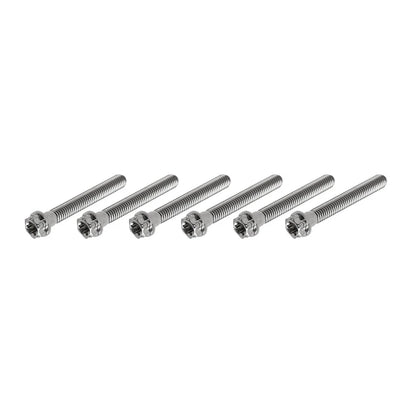 Set of 6 Titanium M8x50mm Torx Head Flange Screws for Motorcycle