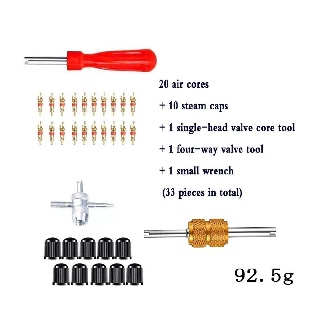 33 Piece Valve Core Tool Set for Tire Valve Stem Repair