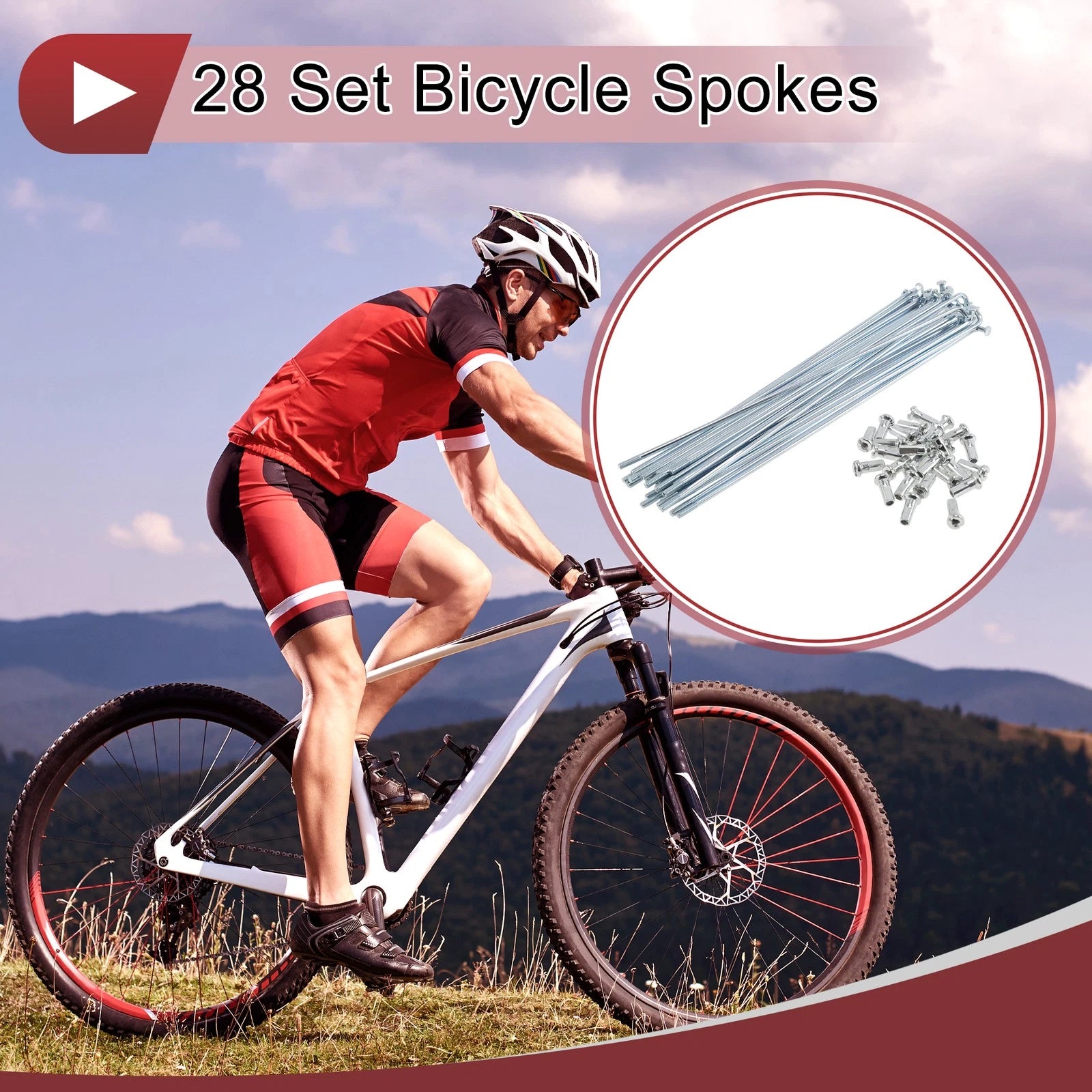 Bicycle Spokes 175 mm Carbon Steel Galvanized for 12G Wheels (Universal)