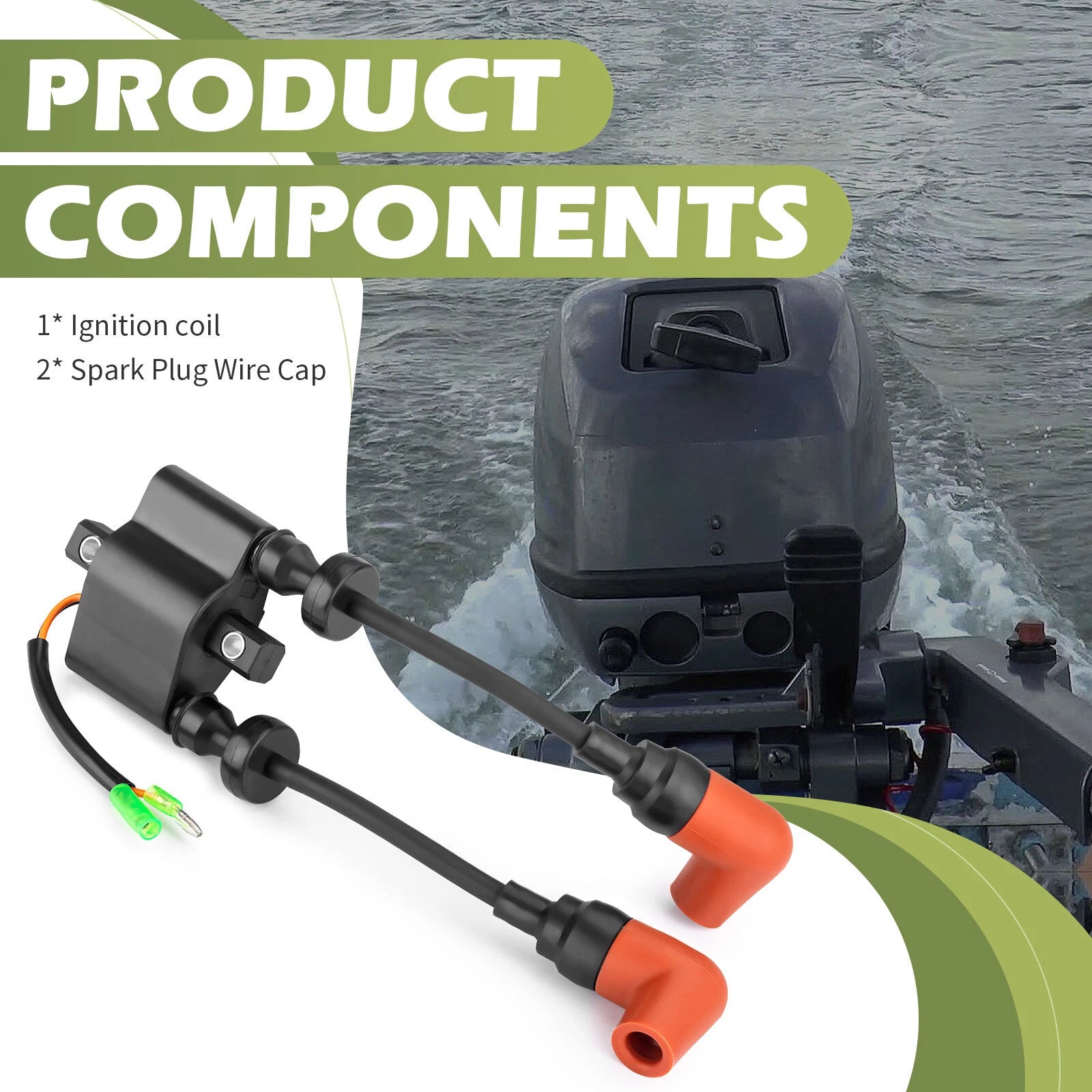 Ignition Coil with Cap for Yamaha Outboard F6 F8 F9.9 T8 T9.9 C25 (4-Stroke) T0241G
