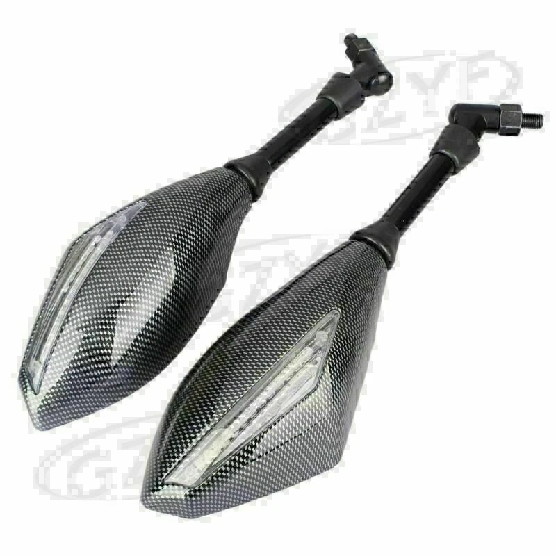 Pair LED Turn Signals Brake Light Handle Bar Rearview Mirrors Universal