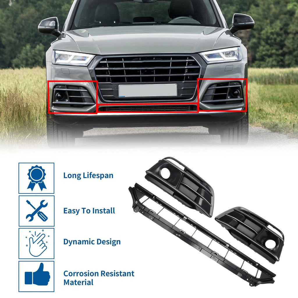 Front Lower Bumper Grille Grill Set for Audi Q5L Black Sport Style (2019–)