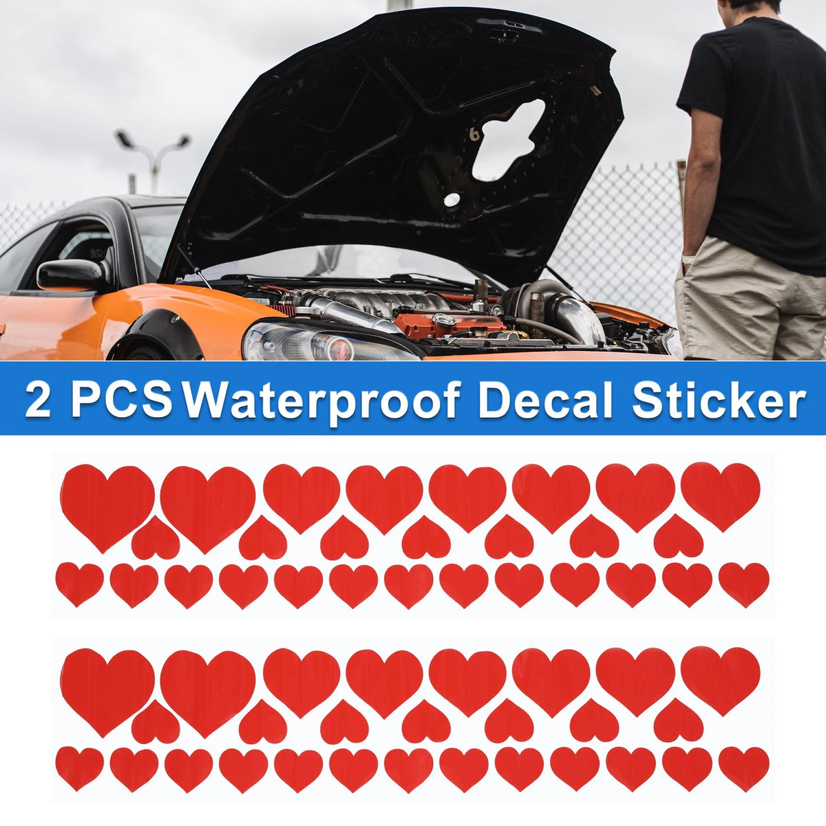 Heart Pattern Car Bumper Sticker Decal for All Makes and Models (1997–2023)
