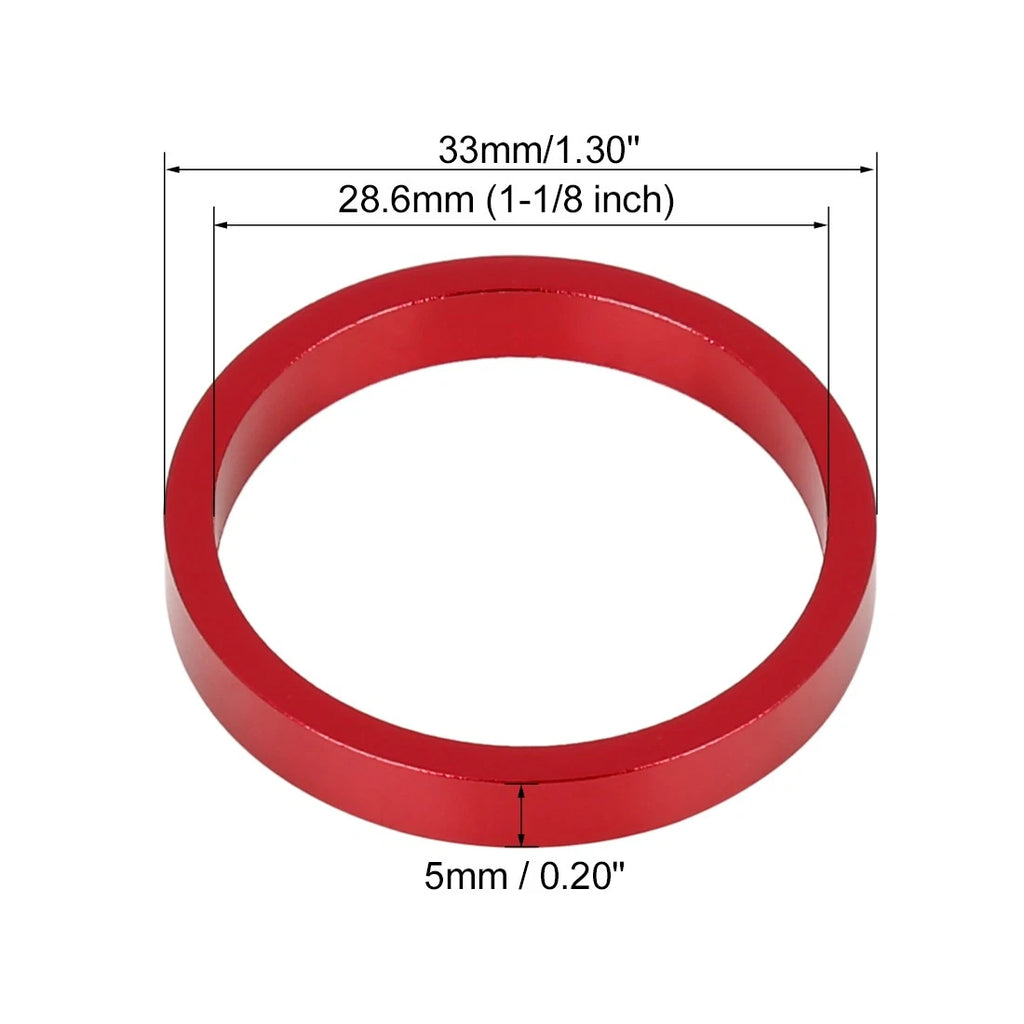 5mm Bicycle Handlebar Stem Spacer Set for 11/8 Inch Stem Red Aluminum