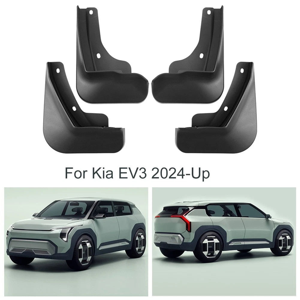 Set of 4 Mud Flaps for KIA EV3 (2024) - Includes Mounting Screws