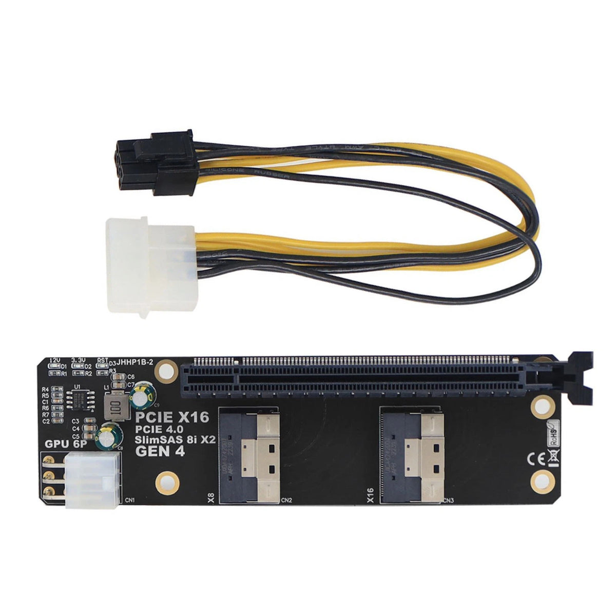 SlimSAS 8i to PCIe 4.0 x16 Slot Adapter SFF8654 Riser Card GEN4 NVMe