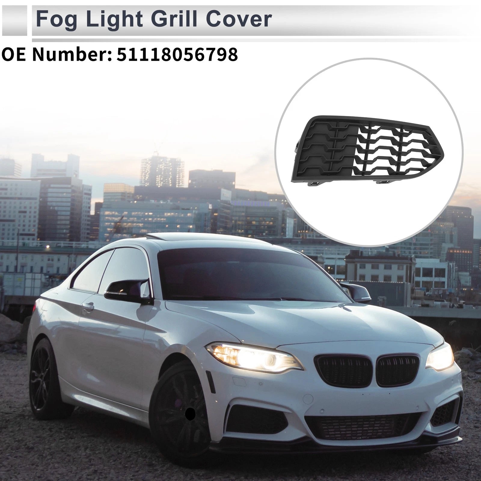 Right Front Fog Light Grill 1pc Replacement for BMW 2 Series F22 (2012–2017)