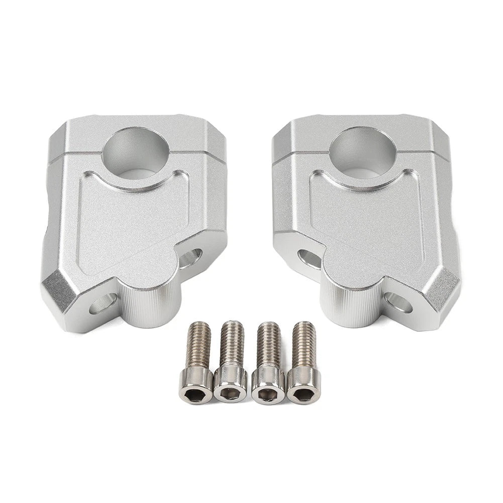 Handlebar Bar Mount Clamp Riser for Honda Suzuki Kawasaki (22mm, Silver)