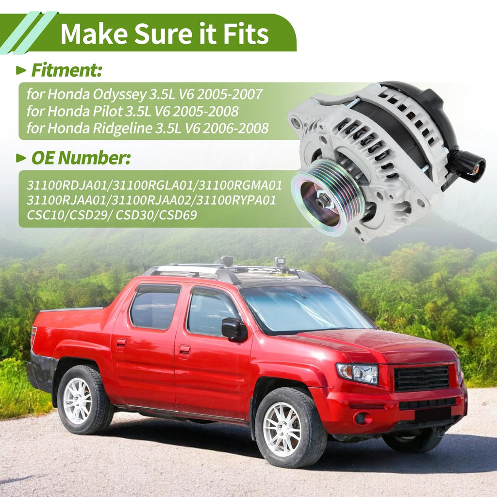 Alternator Replacement for Honda Pilot (2005–2008) 130A 12V Heavy Duty