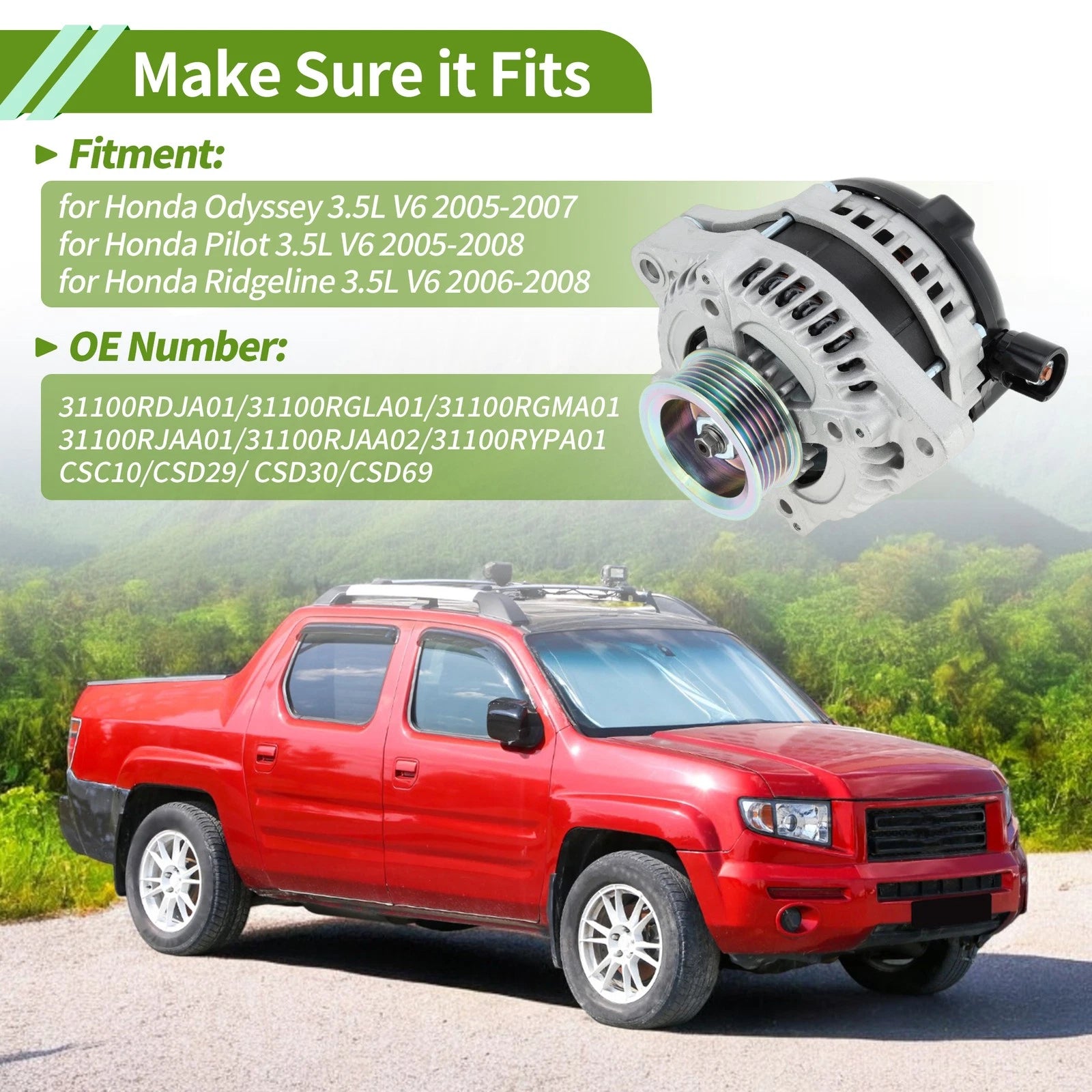 Alternator Replacement for Honda Pilot (2005–2008) 130A 12V Heavy Duty