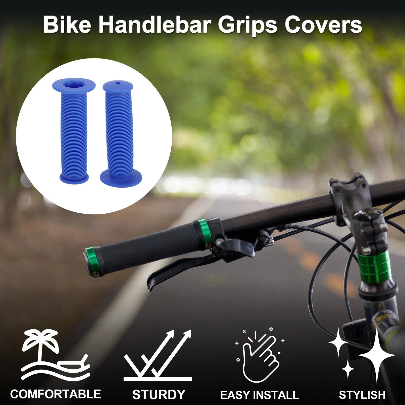 Bike Handlebar Grip Cover 110mm Soft End Grips Protector Pair for Blue