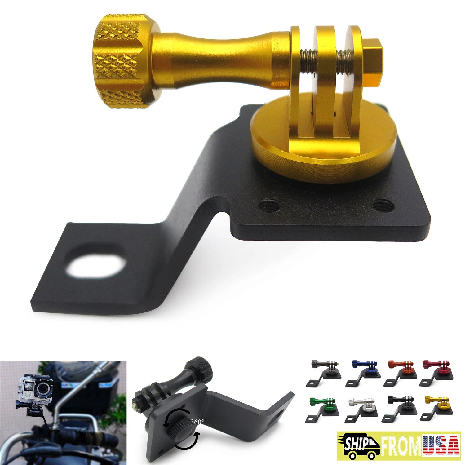Universal Motorcycle Mount Bracket for GoPro Camera (RHD)