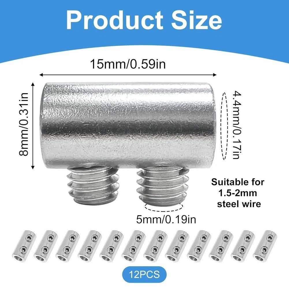Set of 4 Clothesline Wire Rope Clips with Hex Screws