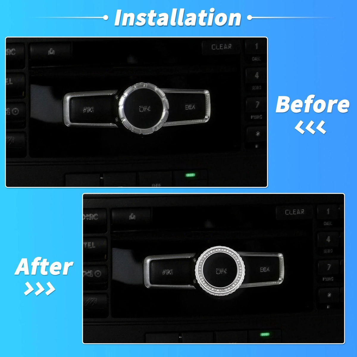 Switch Knob Button Cover Trim Ring for Mercedes Benz W204 C-Class (2007–2015)