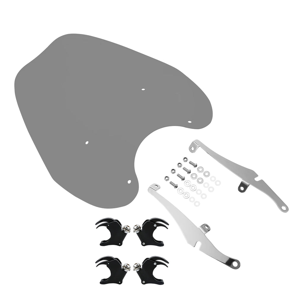 Smoke Windshield & Bracket & 49mm Clamps for Harley Dyna Softail