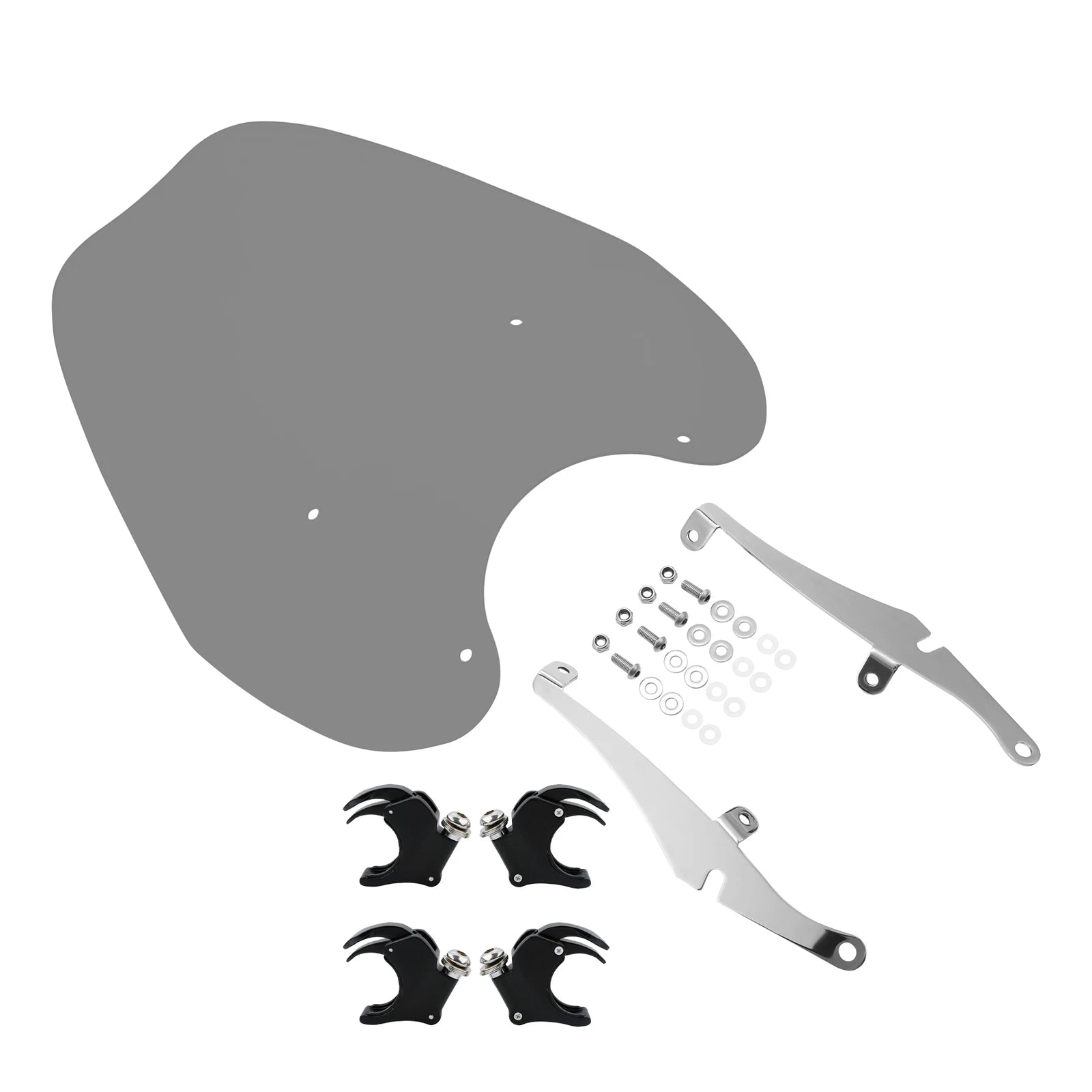 Smoke Windshield & Bracket & 49mm Clamps for Harley Dyna Softail
