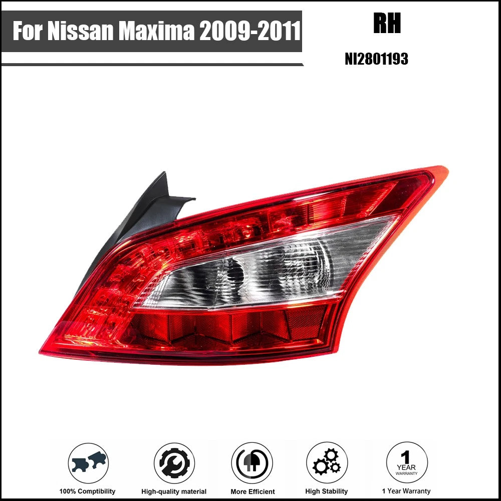 Tail Light Assembly for Nissan Maxima (2009–2011) Halogen Chrome Right Side