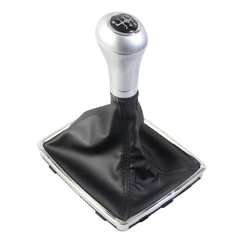 Shift Knob Gear for Precise Alignment Fit PU Leather Silver Finish