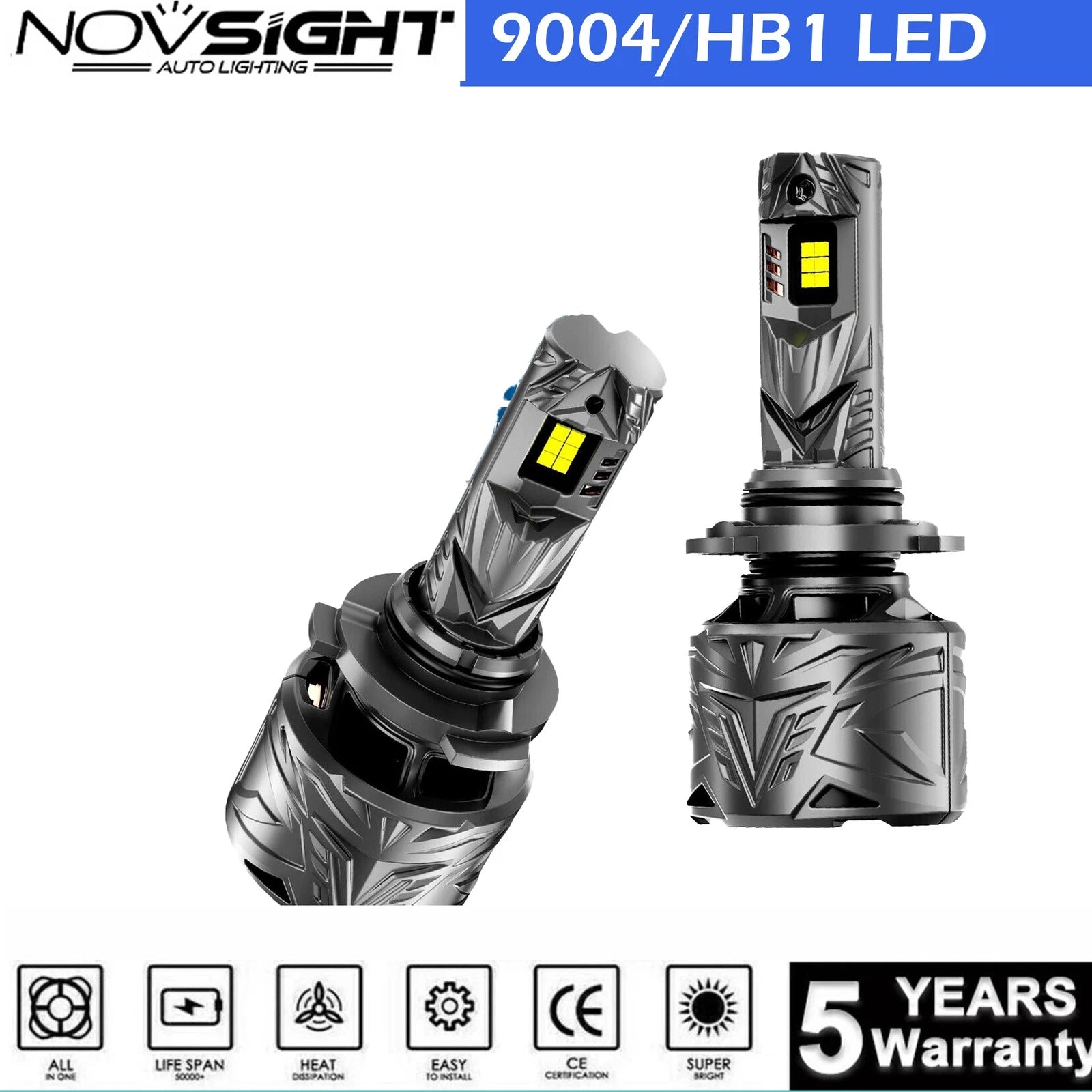 2X 9004 HB1 LED Headlight Bulbs Conversion Kit High/Low Beam 6500K for