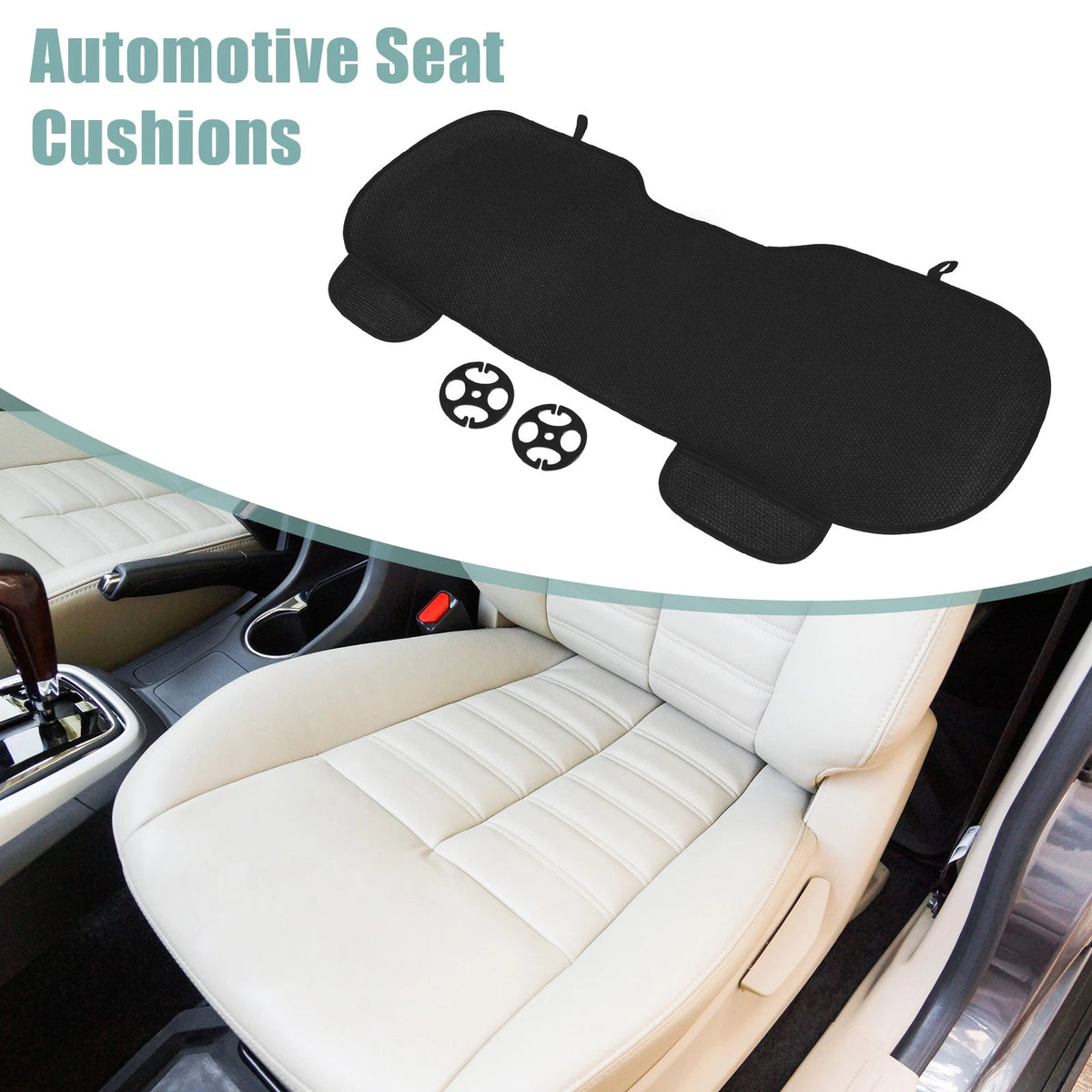 Back Seat Cushion for Universal Cars (Black PU Leather)