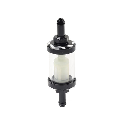 Inline Reusable Motorcycle Gas Fuel Filter 8MM 5/16 Black