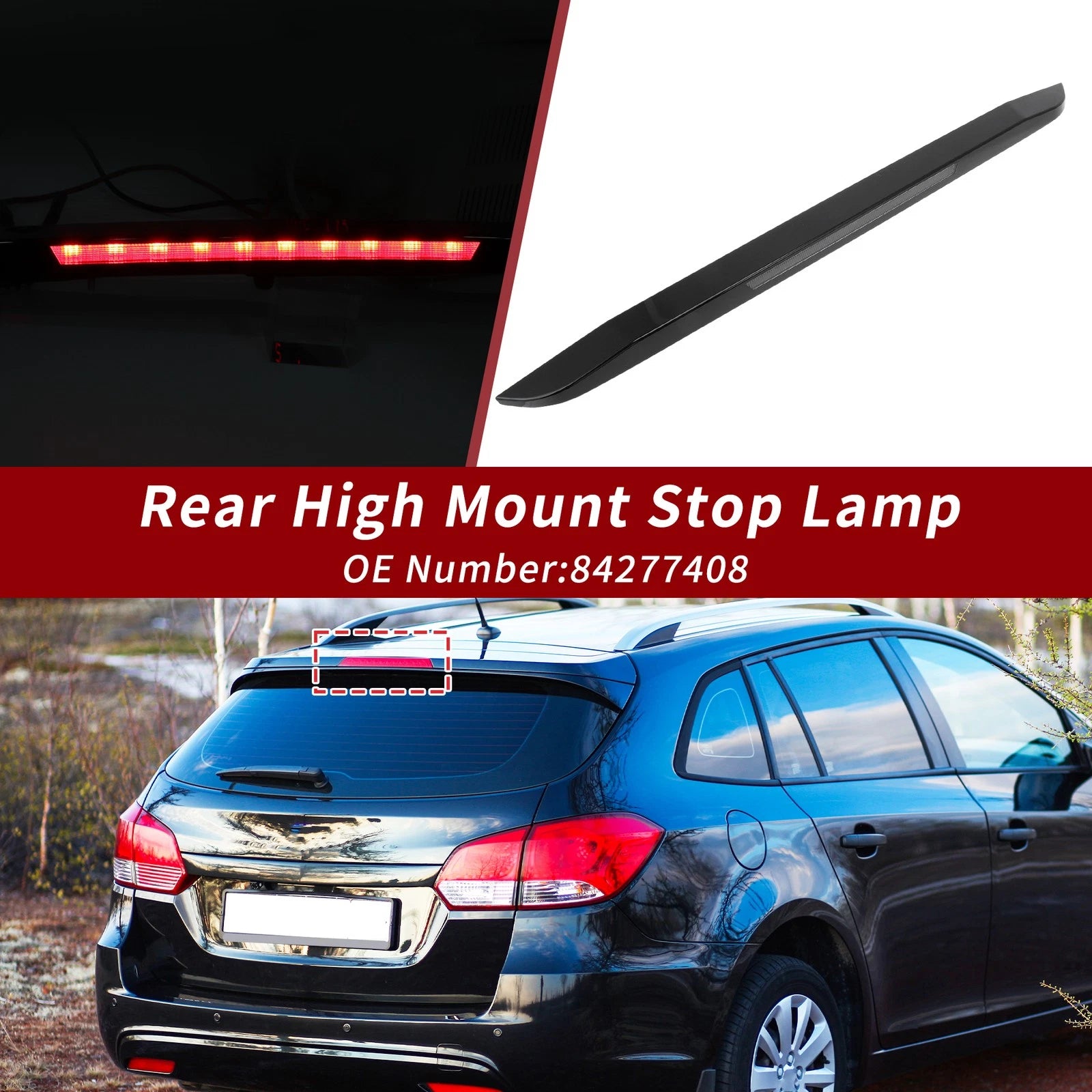 High Mount LED Third Brake Light Replacement for Chevrolet Cruze 2016-2019