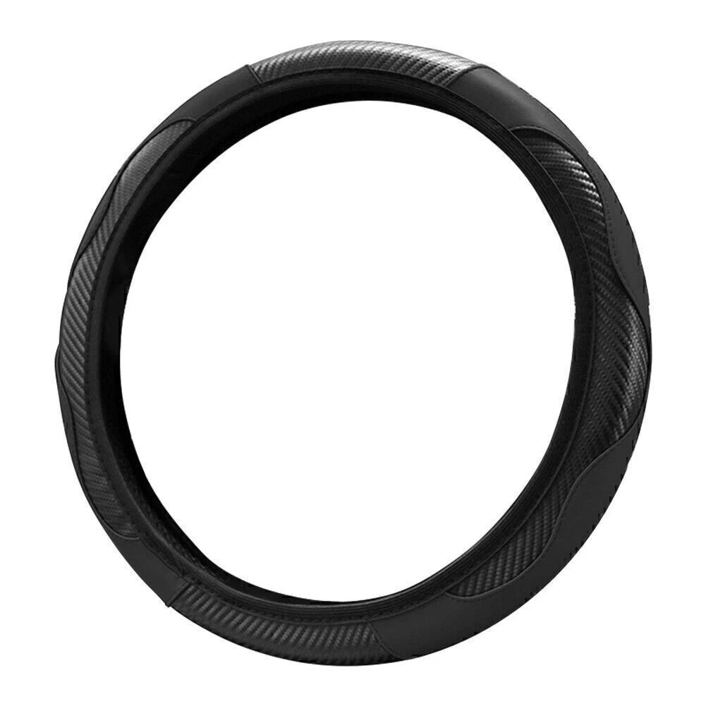 Steering Wheel Cover for Car SUV (15") - Microfiber Leather, Black