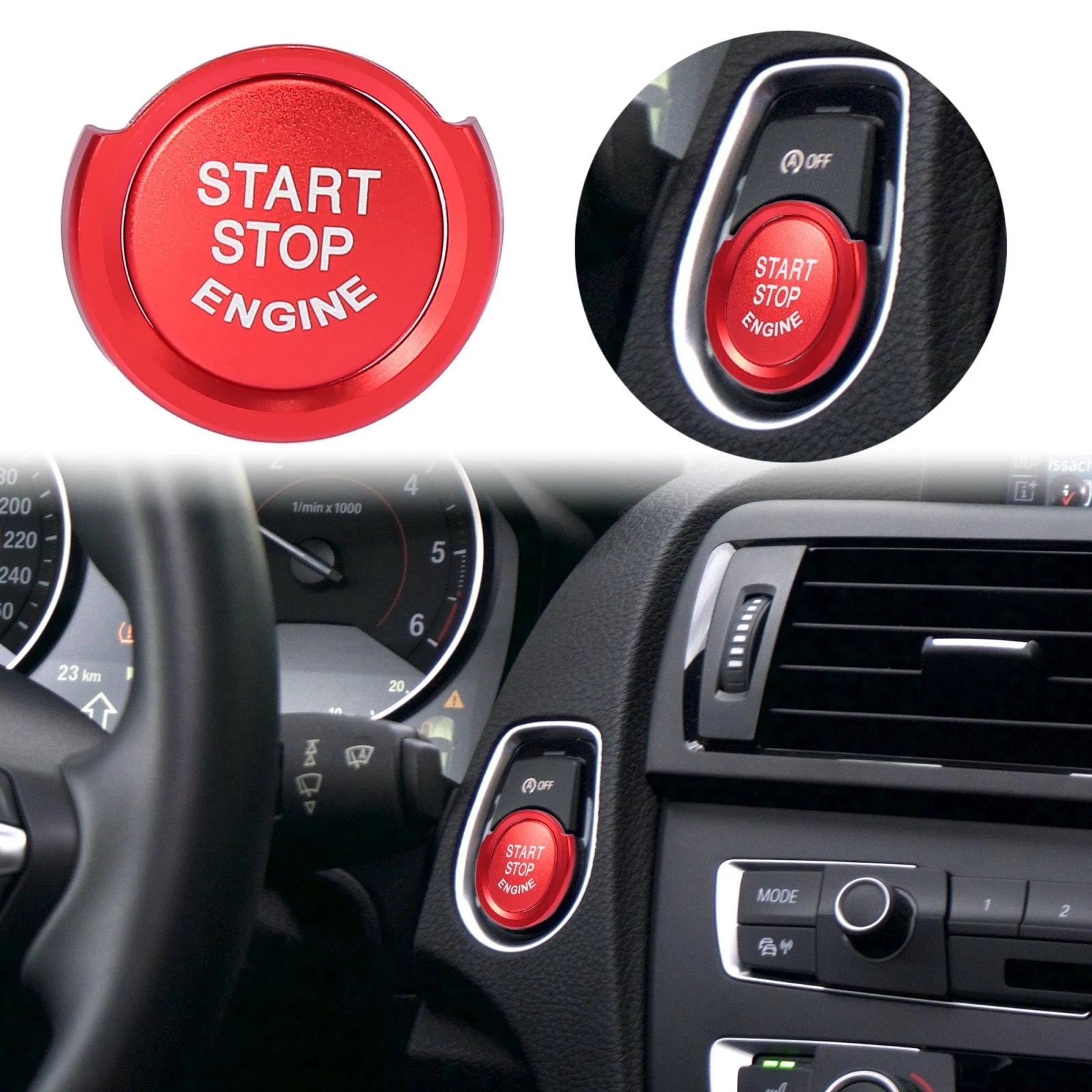 Engine Start Stop Button Cap with Ring Kit for BMW 1 2 3 4 Series X1 X2