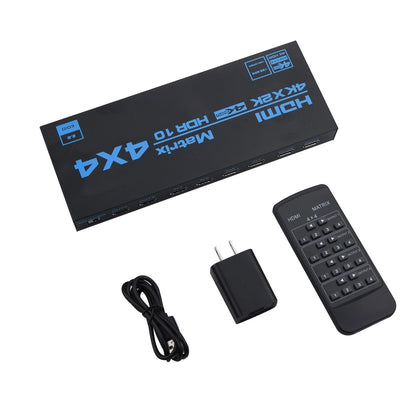 4x4 HDMI Matrix Switch for 4K with EDID Extractor & IR Remote Control
