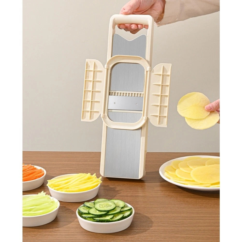 4-in-1 Stainless Steel Vegetable Slicer with Comfort Handle and Blade Guard