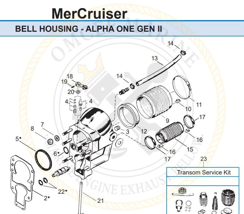 Transom Repair Kit for Mercruiser Alpha One Gen 2 (30-803099T1)