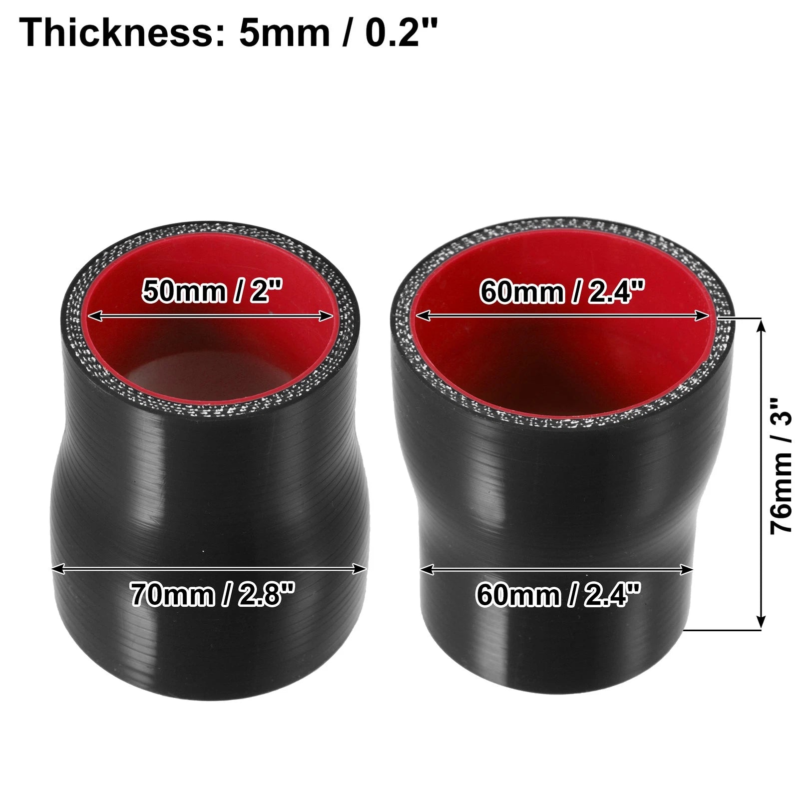 2" to 2.4" ID Silicone Hose Coupler for Intercooler (Universal)