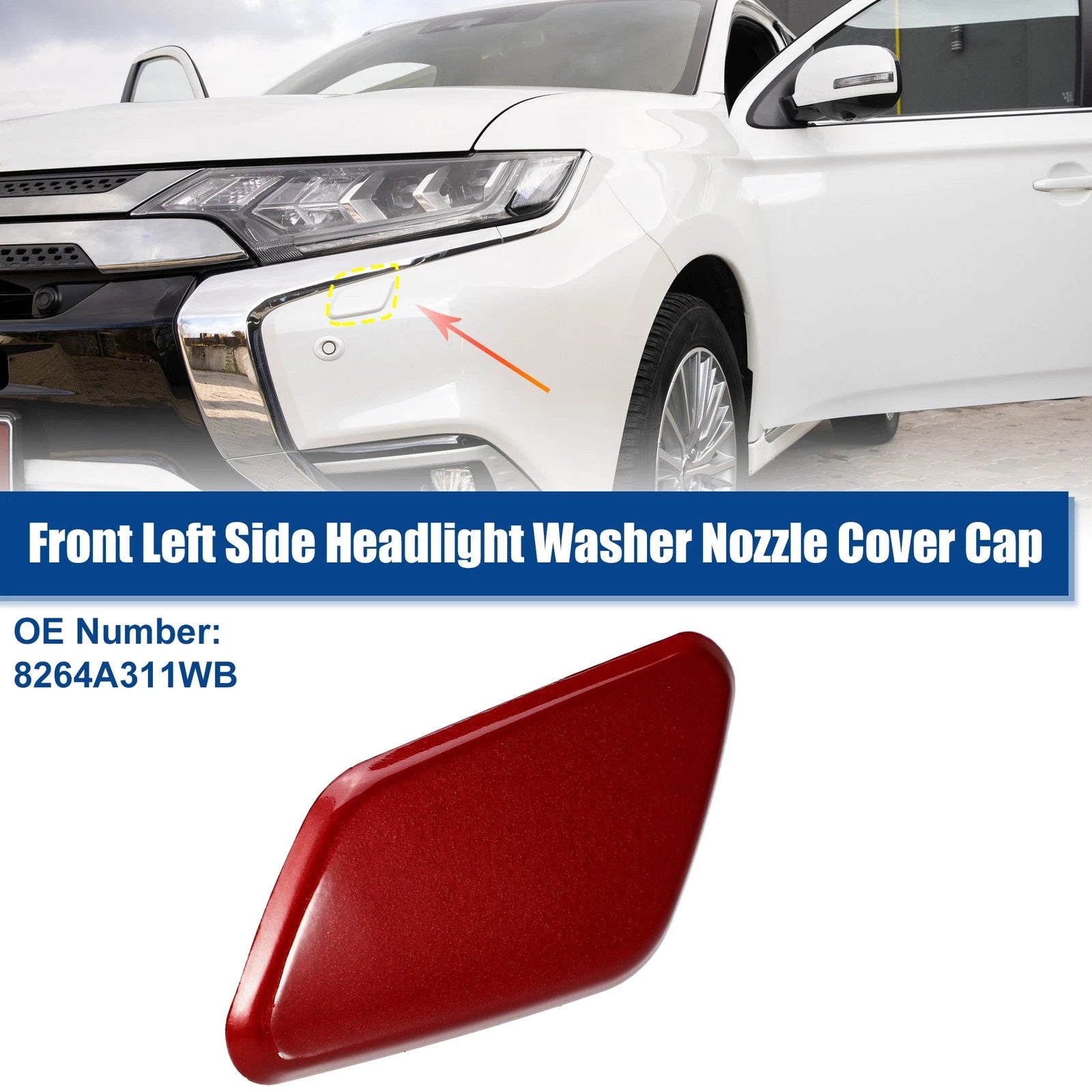 Left Front Headlight Washer Nozzle Cap Replacement for Mitsubishi (2008–2016)