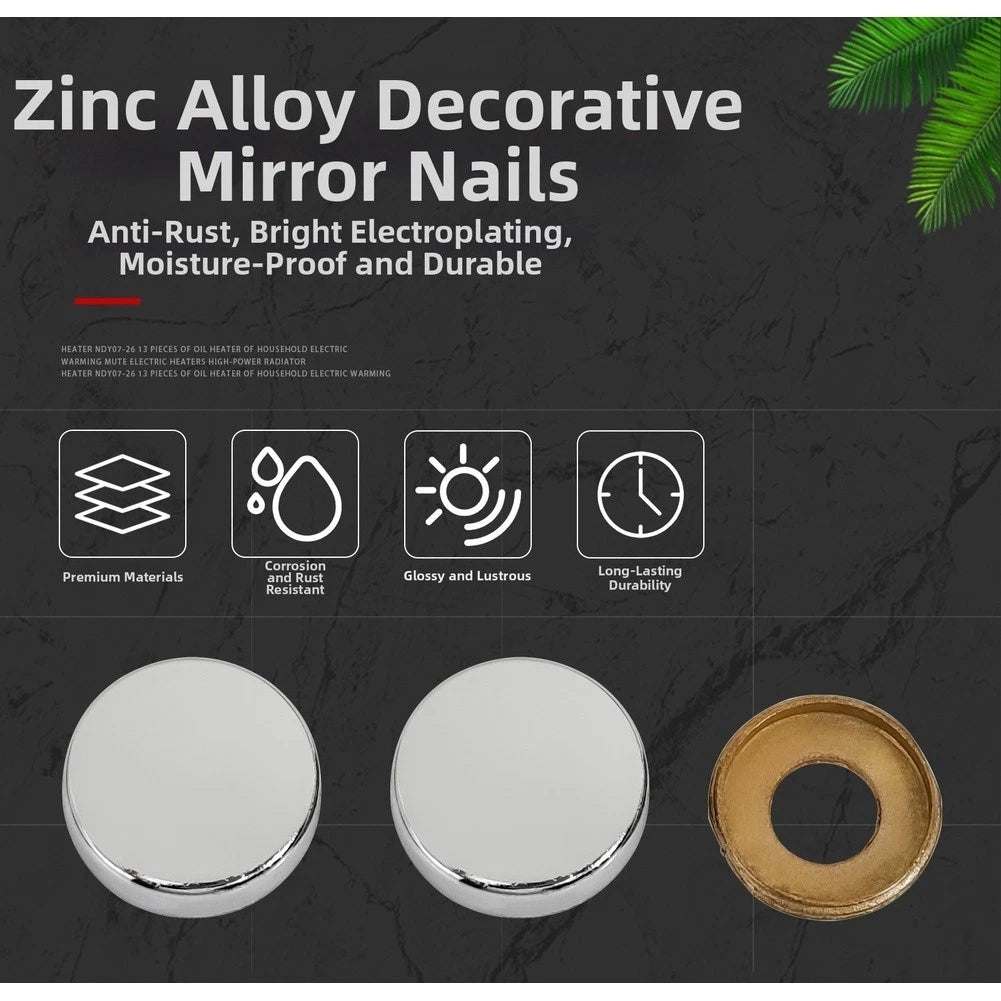 Zinc Alloy Mirror Nail Screw with Chrome Finish for Decor